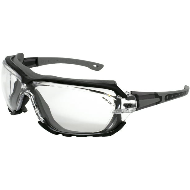 Clear Birdz Eyewear Gasket Safety Padded Motorcycle Sport Sunglasses Grey with Clear Lens 
